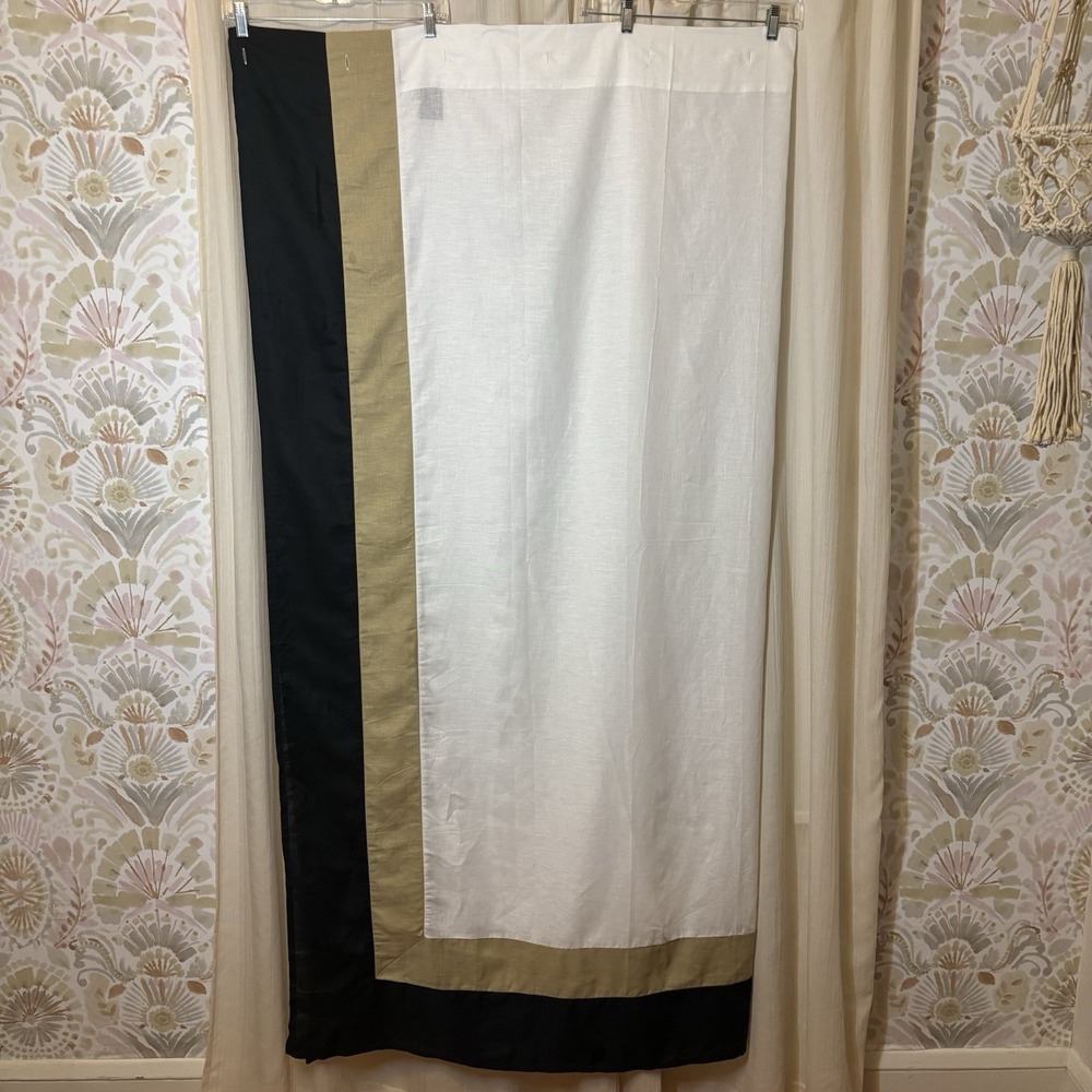 NEW Lauren Ralph Lauren Shower Curtain Linen Cotton Blend 72X72 White Colorblock